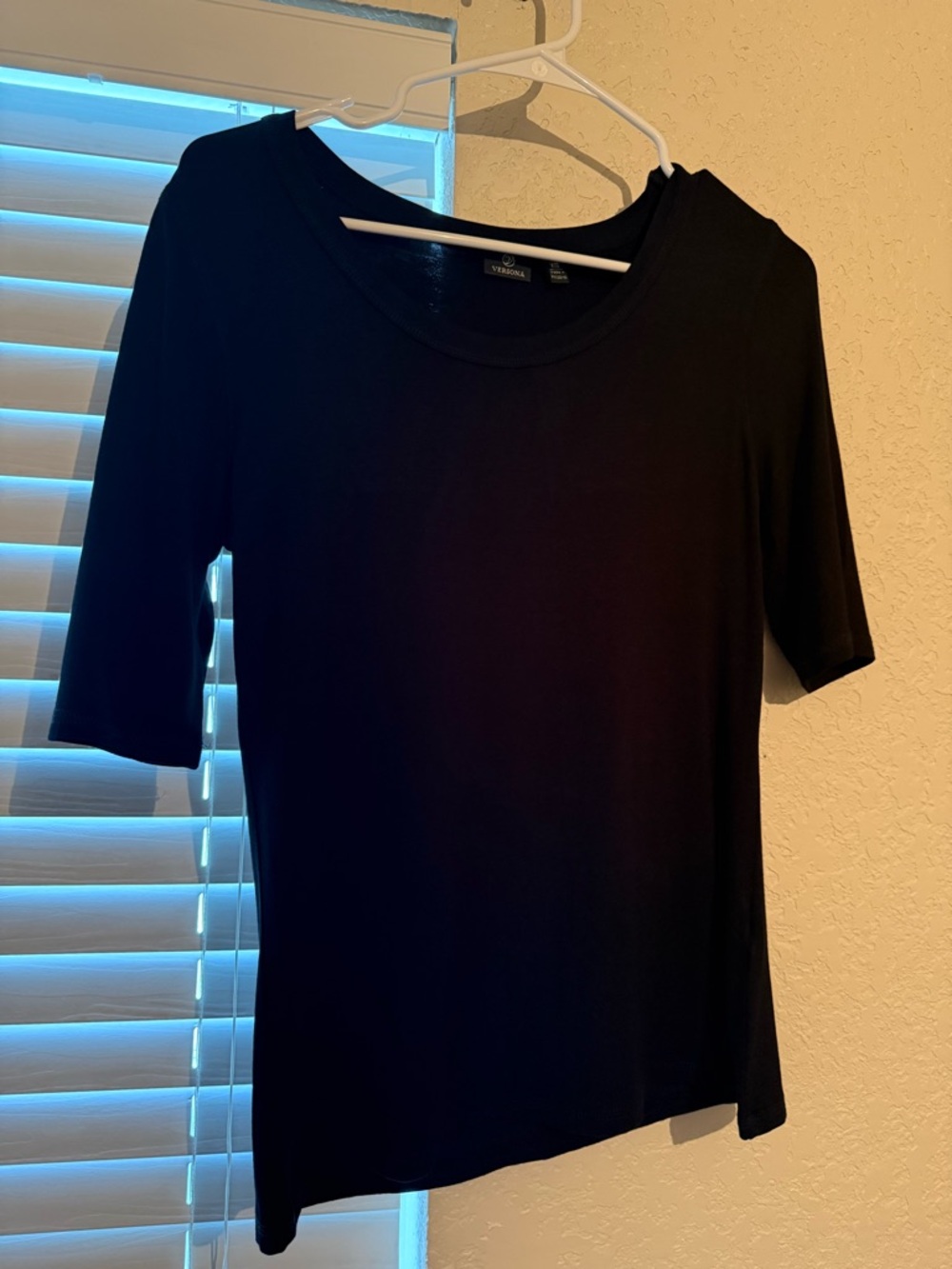 Black Scoop Neck 3/4 sleeve Women’s Top by Versona
